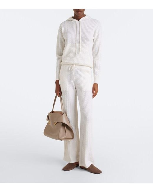 Eleventy White Cable-Knit Cashmere Hoodie