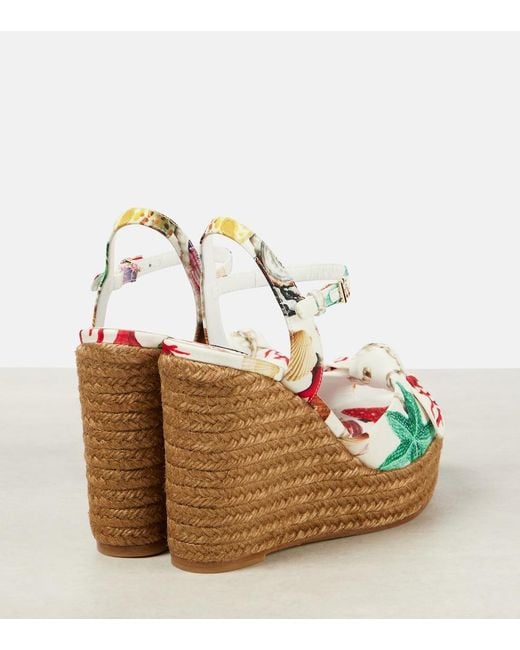Dolce & Gabbana Metallic Capri Cava Printed Espadrille Wedges