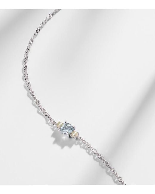 STONE AND STRAND Metallic Delicate 14Kt Bracelet With Aquamarine And Pearls
