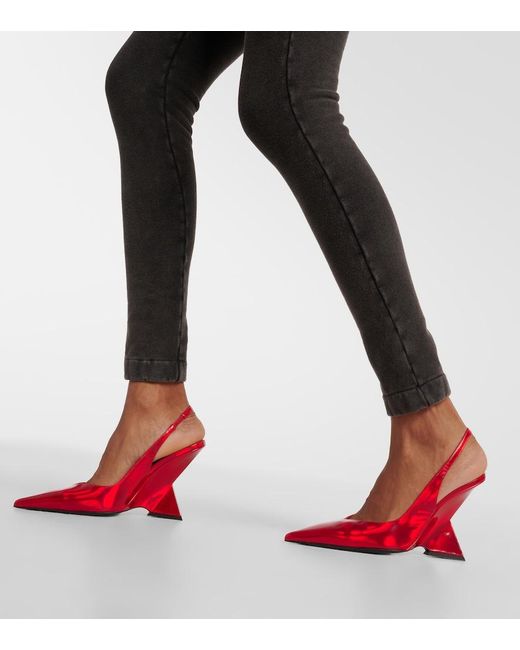 The Attico Red Cheope Leather Slingback Pumps