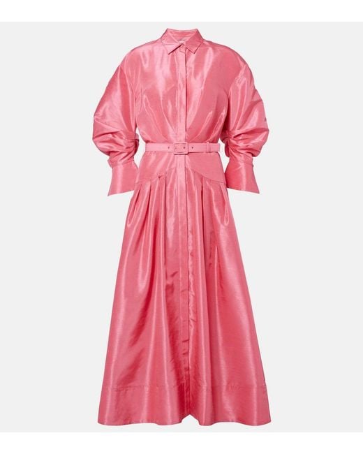 Rebecca Vallance Pink Maple Belted Gathered Shirt Dress