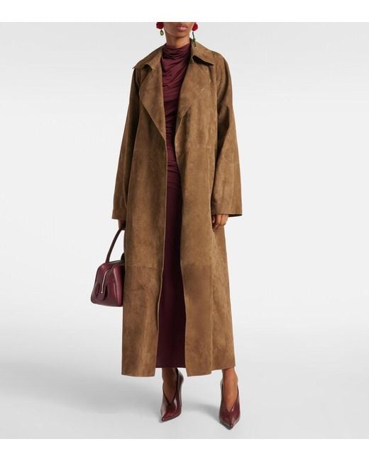 Magda Butrym Natural Suede Wrap Coat
