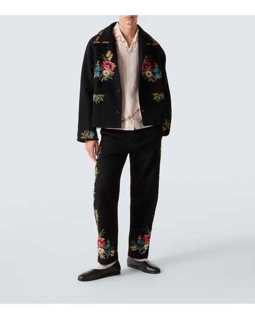 Bode Black Beaded Aquitaine Embellished Wool Jacket for men