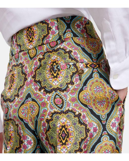 Pantalones anchos de seda estampados Etro de color Metallic