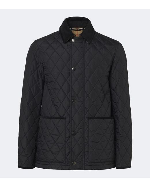 Burberry Black Haddington Quilted Corduroy-Trimmed Jacket for men