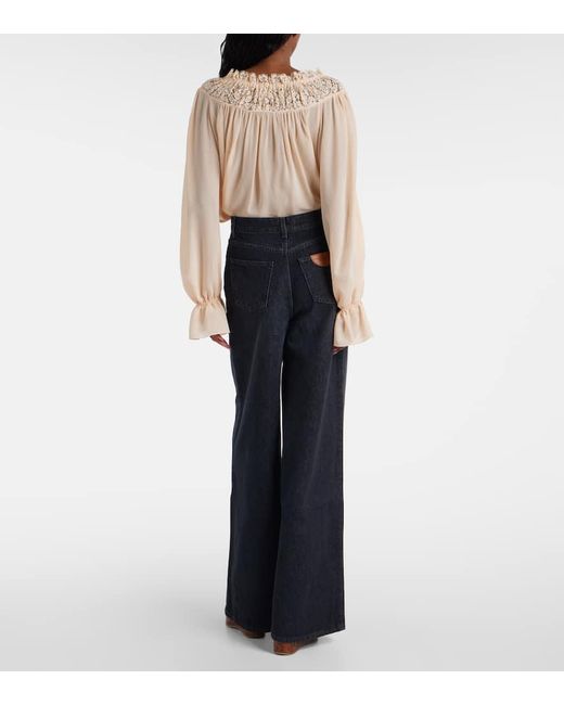 Chloé Blue High-Rise Wide-Leg Jeans
