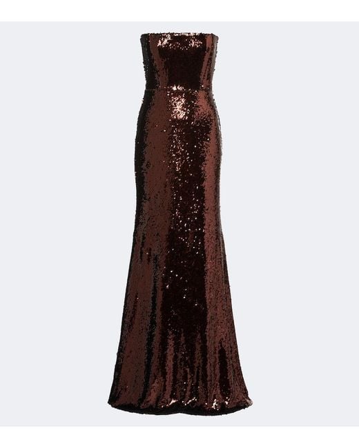 Alex Perry Brown Sequined Bustier Gown
