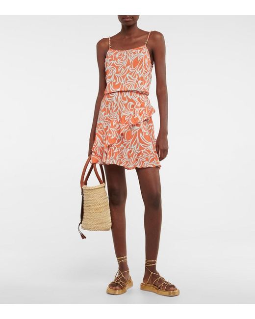 Heidi Klein Red Printed Ruffled Minidress