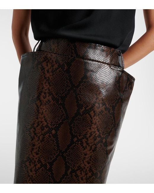 Stella McCartney Brown Snake-Effect Midi Skirt