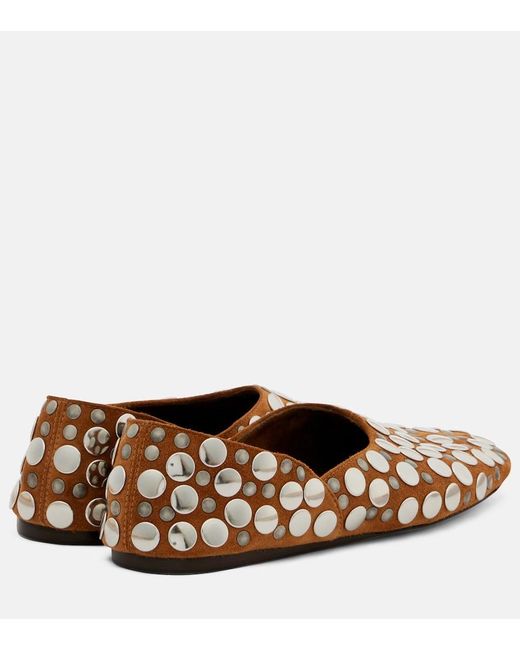 Khaite Brown Jane Studded Suede Ballet Flats