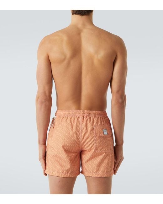 Fedeli White Printed Swim Trunks for men