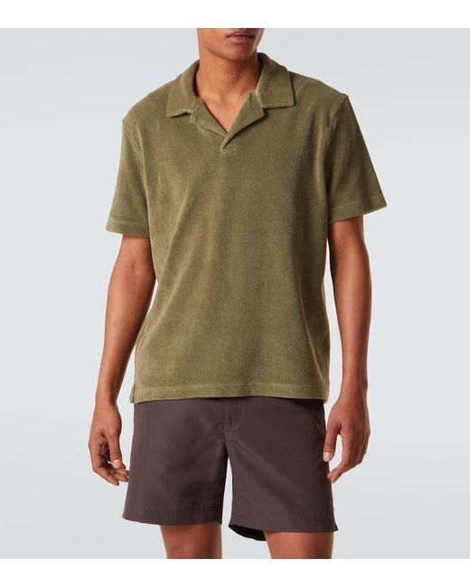 Orlebar Brown Green Terry Resort Cotton Terry Polo Shirt for men