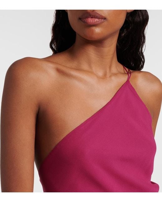 The Sei Pink One-Shoulder Ruffled Silk Gown