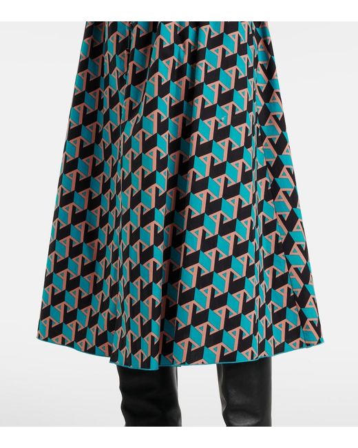 Diane von Furstenberg Green Erica Printed Cotton Midi Dress