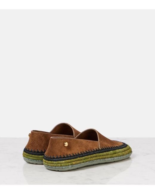 Loewe Brown X Paula's Ibiza Suede Raffia-Trim Rio Slippers