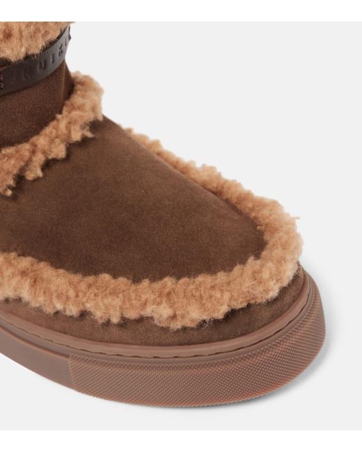 Inuikii Brown Shearling-Lined Suede Ankle Boots