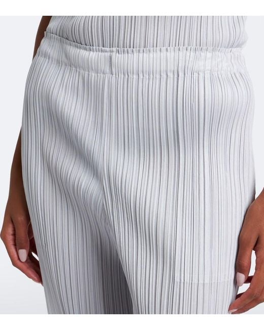 Pleats Please Issey Miyake Gray Basics Cropped Pleated Slim Pants