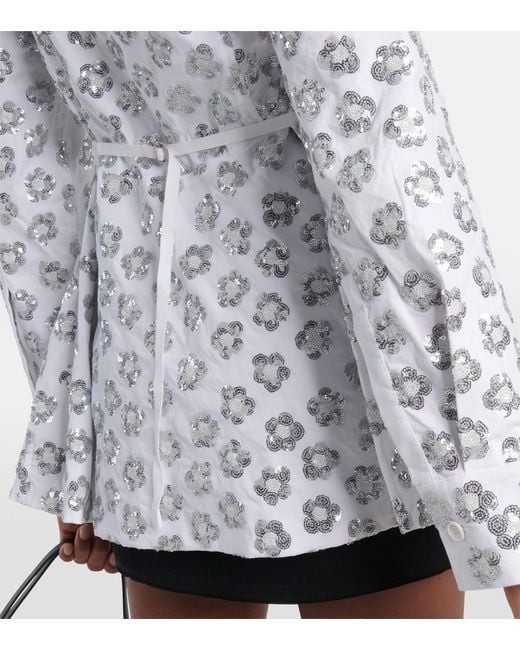 Jacquemus White Lavoir Sequinned Cotton-Blend Shirt