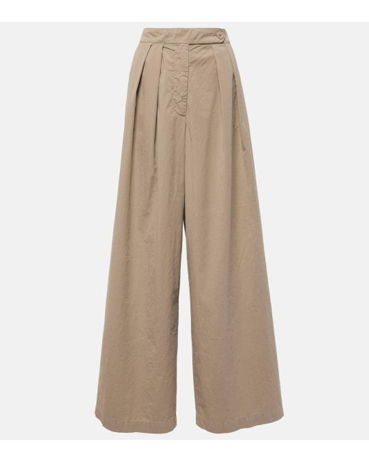 Dries Van Noten Natural Pleated Cotton Wide-leg Pants