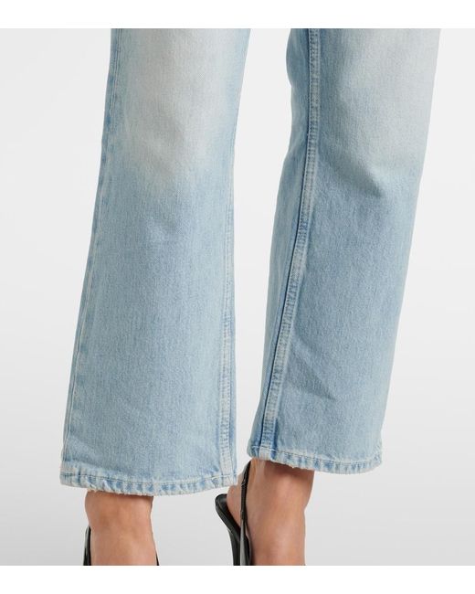 Re/done Blue Easy Straight Cropped Straight Jeans