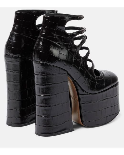 Marc Jacobs Black Kiki Croc-effect Leather Ankle Boots