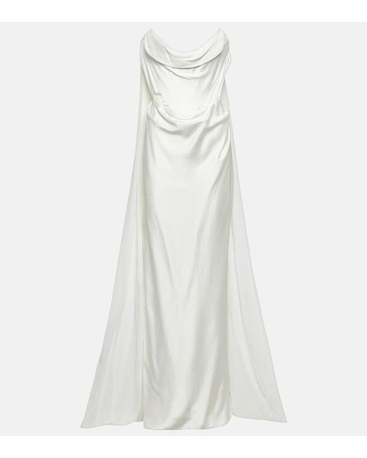Novia - vestido Galaxy Cape de crepe de saten Vivienne Westwood de color White