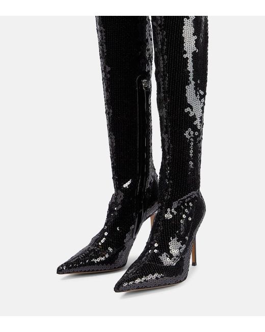 Stivali cuissardes Elixir con paillettes di Alexandre Vauthier in Black