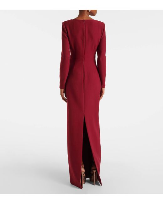 Roland Mouret Red Floral-Applique Crepe Gown