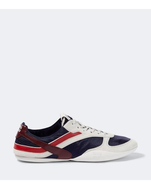 Miu Miu Blue Gymnasium Suede-Trimmed Sneakers for men