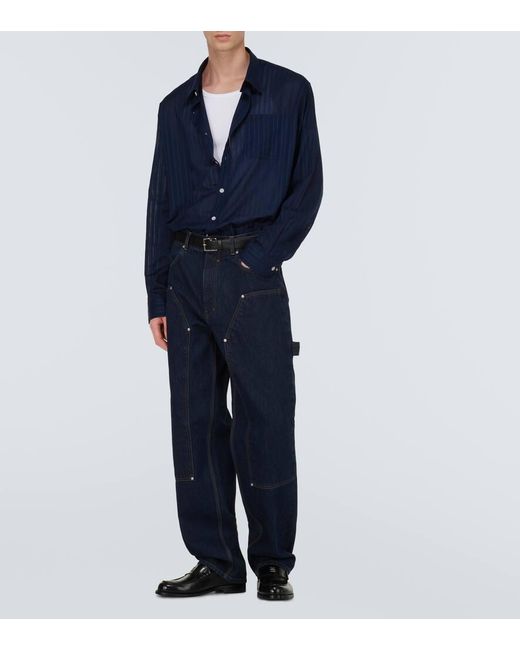 Camisa de gasa de algodon a rayas Givenchy de hombre de color Blue