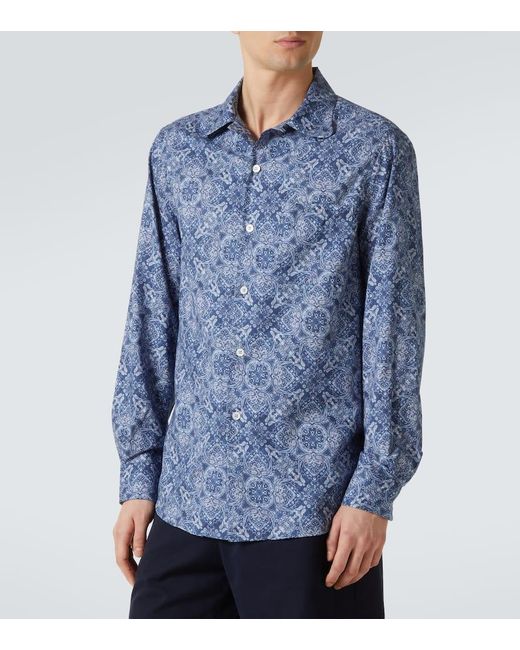 Chemise En Coton A Motif Cachemire Brunello Cucinelli pour homme en coloris Blue