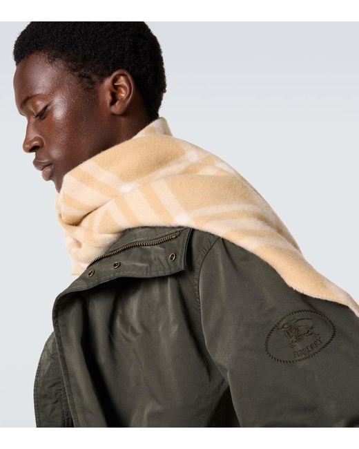 Burberry Natural Logo Checked Cashmere Scarf for men