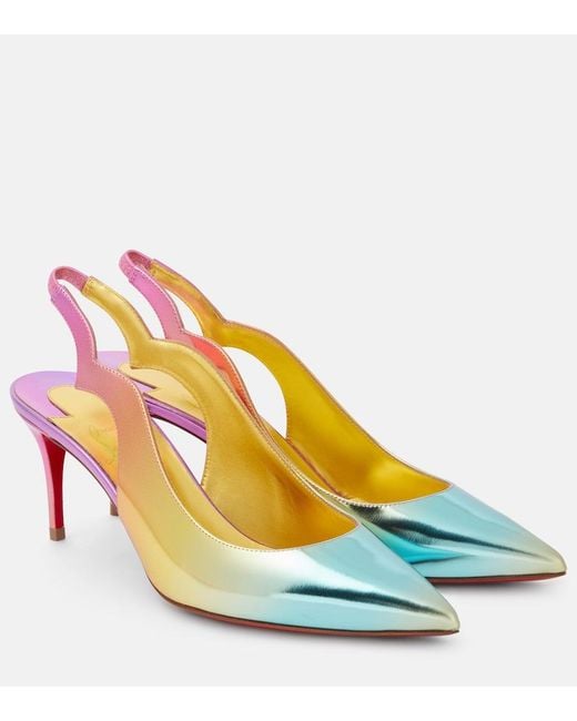 Christian Louboutin Yellow Hot Chick 70 Leather Slingback Pumps