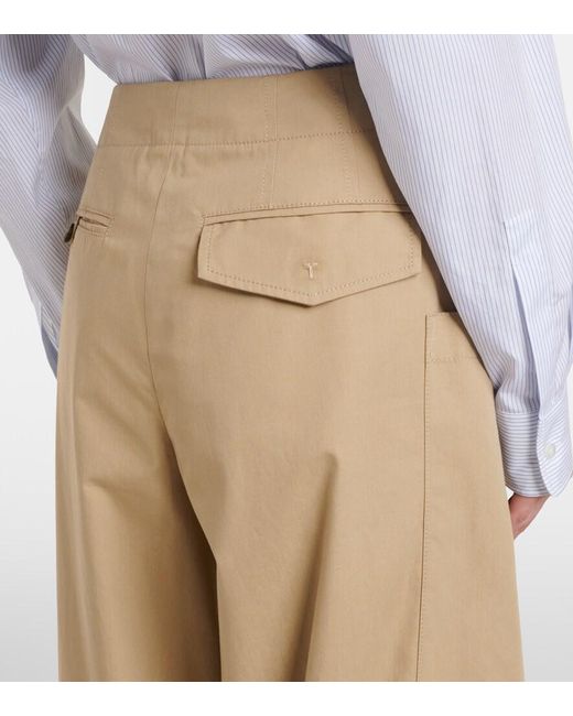 Tod's Natural Cotton Poplin Wide-Leg Pants