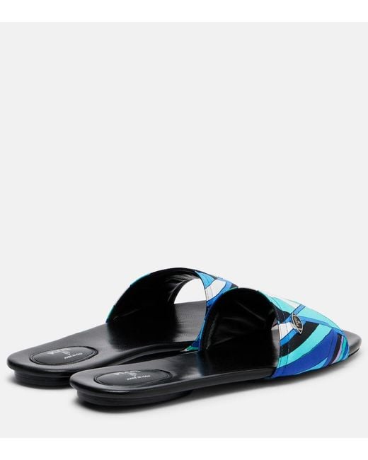 Emilio Pucci Blue Yummy Iride Twill Slides