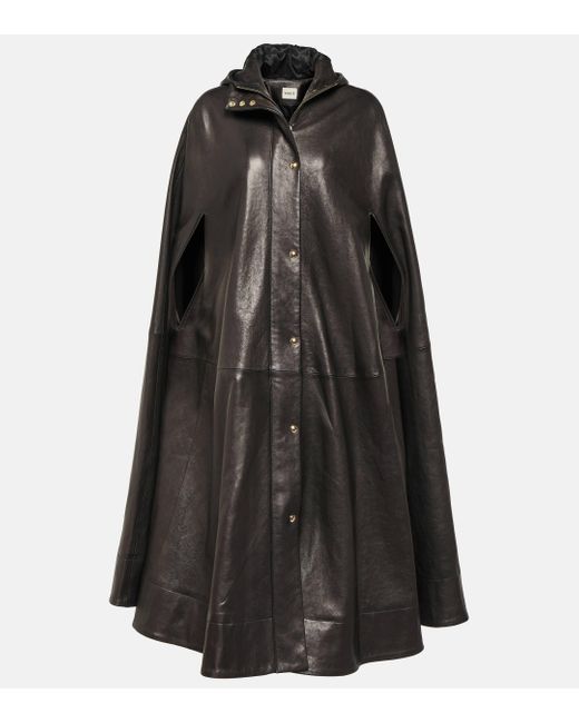 Manteau en cuir Khaite en coloris Black