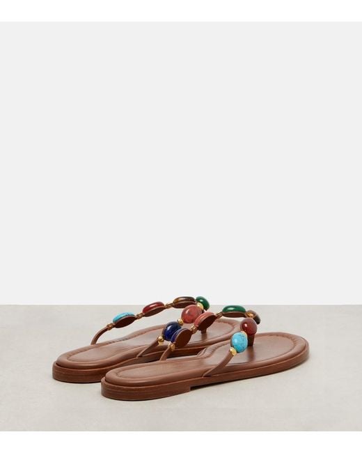 Gianvito Rossi Brown Shanti Leather Thong Sandals