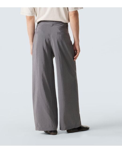 Lemaire Gray Silk-Blend Barrel-Leg Pants for men