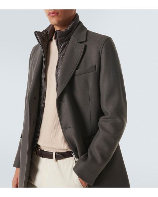 Herno Gray Wool-Blend Overcoat for men