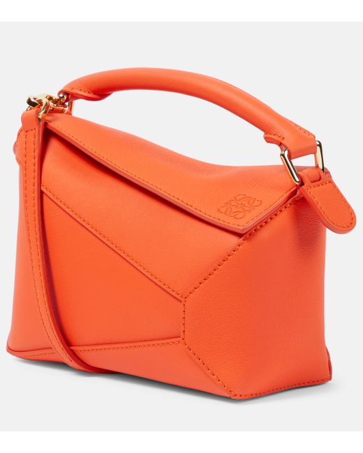 Loewe Orange Puzzle Edge Mini Textured-leather Shoulder Bag
