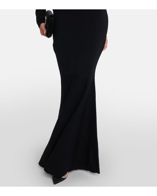 Nina Ricci Black High-Rise Wool-Blend Maxi Skirt