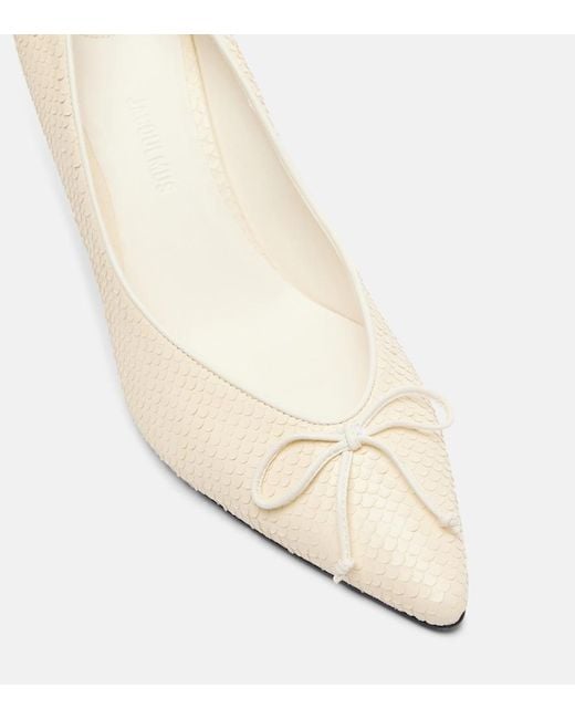 Jacquemus White Tourni Snake-Effect Leather Pumps