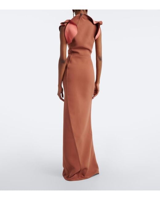 Maticevski Red Cinnamon Draped Paneled Gown