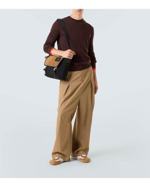 Loewe Black Flex Medium Canvas And Suede Messenger Bag for men