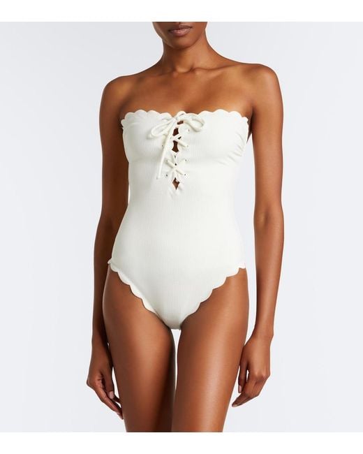 Marysia Swim White Riviera Scalloped Swimsuit
