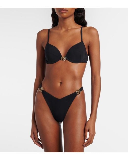 Roberto Cavalli Black Logo Bikini Bottoms