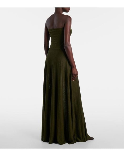 Alaïa Green Linen-Blend Bustier Dress