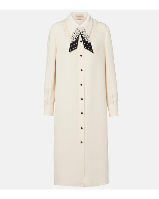 Valentino Natural Cady Couture Lace-Trimmed Midi Dress