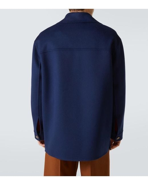 Valentino Blue Wool And Cashmere Overshirt for men
