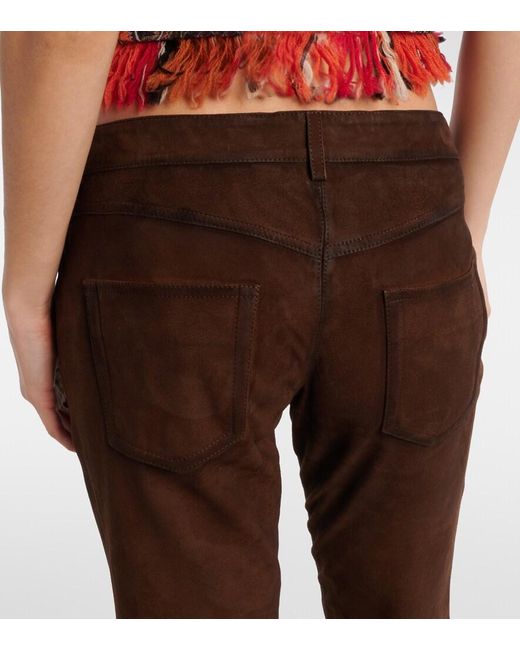 Isabel Marant Brown Vanel Low-Rise Suede Lace-Up Pants